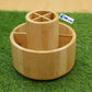 Eco-Friendly Bamboo Rotating Desk & Kitchen Organizer – 360° Multi-Compartment Storage Caddy