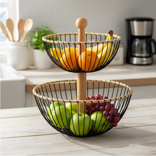 Premium 2-Tier Wire Fruit Basket