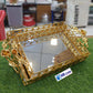 2Pcs Golden Frame Mirror Tray Set