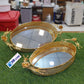 2Pcs Golden Frame Mirror Tray Set