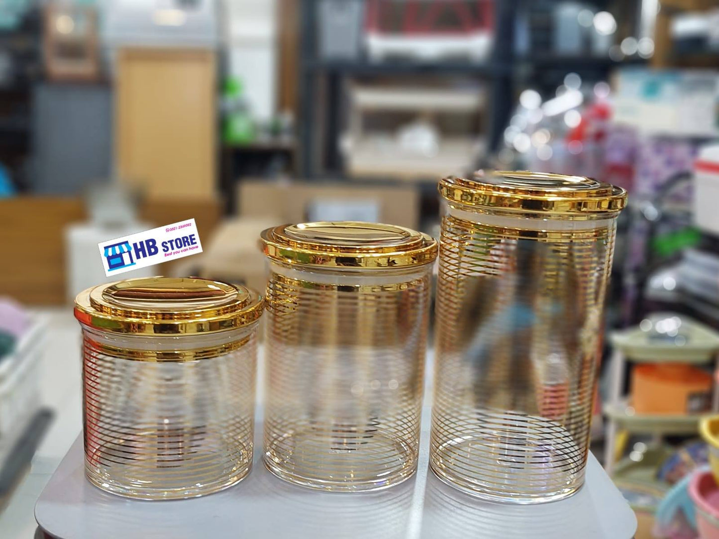 3Pcs Acrylic Airtight Fancy Jar Set