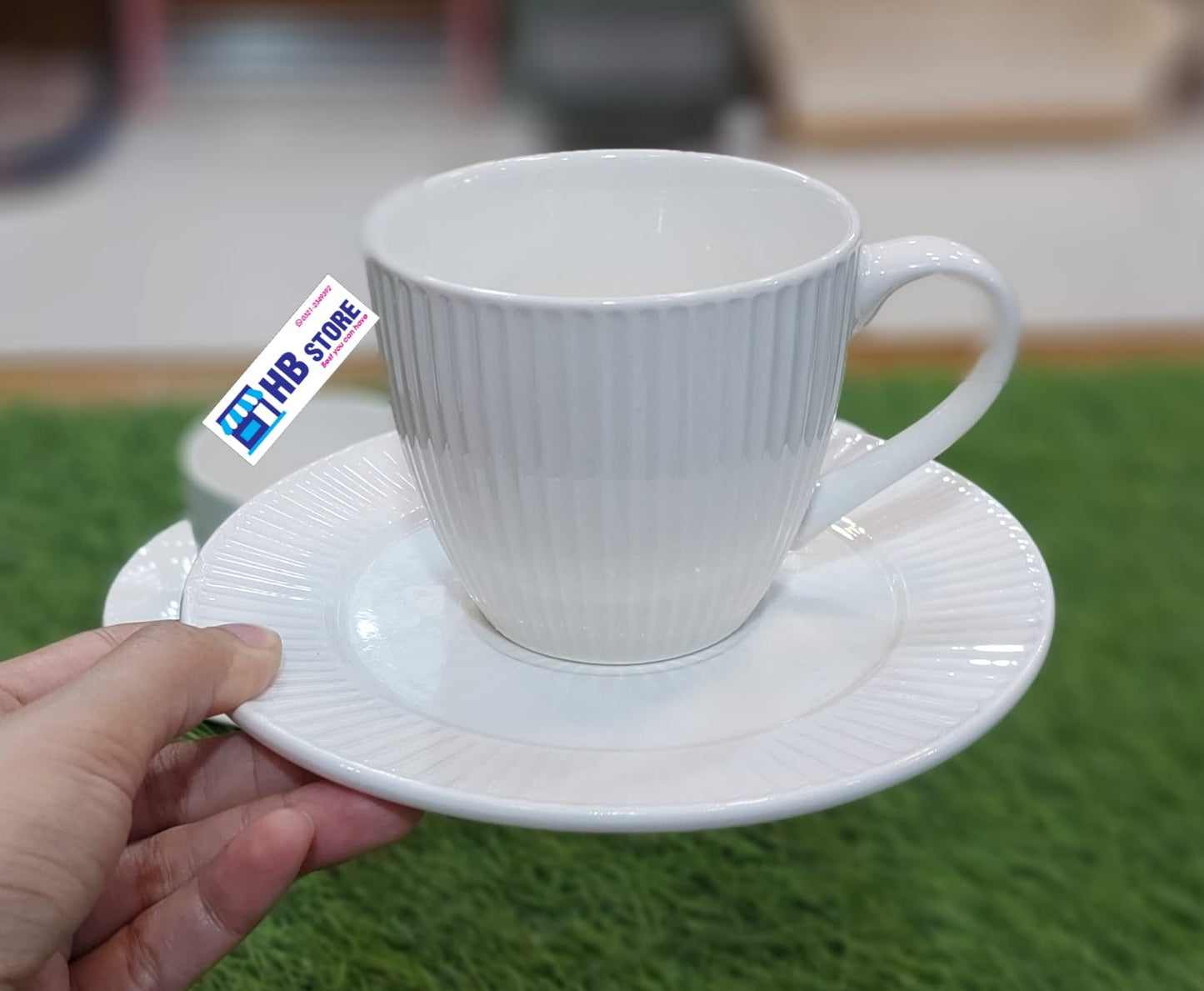 Ceramic White Design Cup Saucer Set