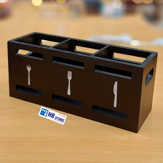 3-Section Utensil Organizer Caddy | Black Countertop Flatware Holder