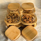 4Pcs Glass Jar Set With Wooden Rotate Stand