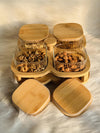 4Pcs Glass Jar Set With Wooden Rotate Stand