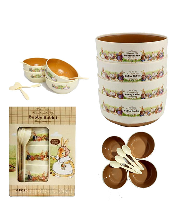 Bobby Rabbit Food Containing Plastic Bowls With Spoons For Kids