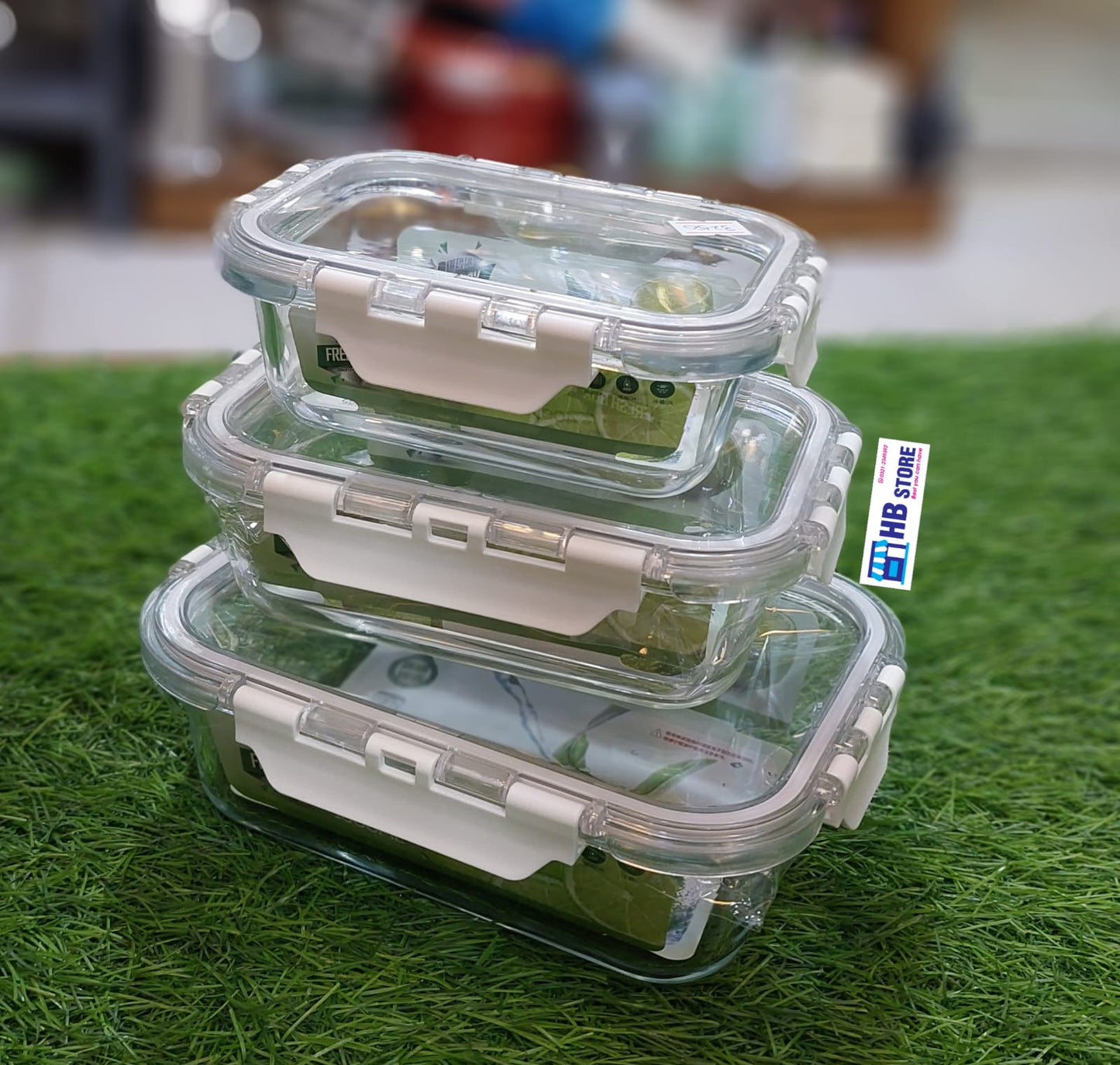 3Pcs Glass Material Storage Airtight Box Set