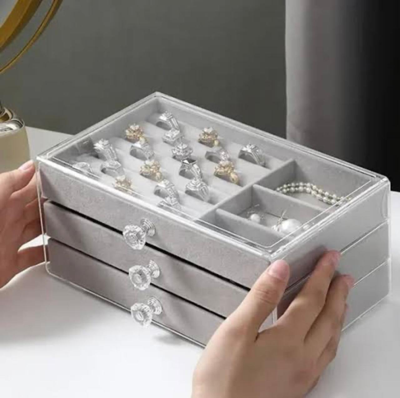 3 drawer jewellery organizer box