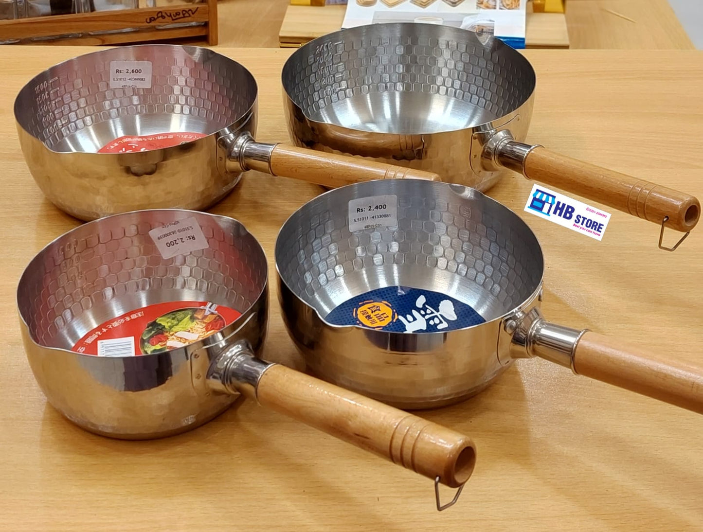 4-Piece Japanese-Style Hammered Stainless Steel Saucepan Set