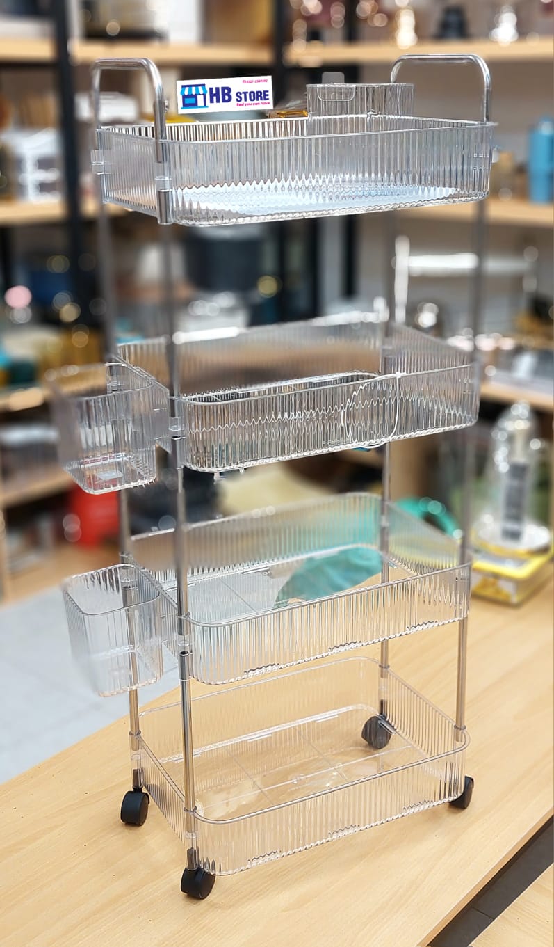 Limon 3/4-Layer Rolling Organizer Cart – Transparent Acrylic Shelves