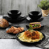 denny home Black Glass Dinner Plates & Bowl
