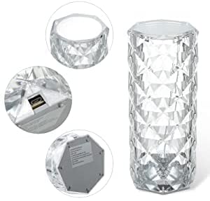 Crystal Diamond Table Lamp - Rechargeable Color Changing