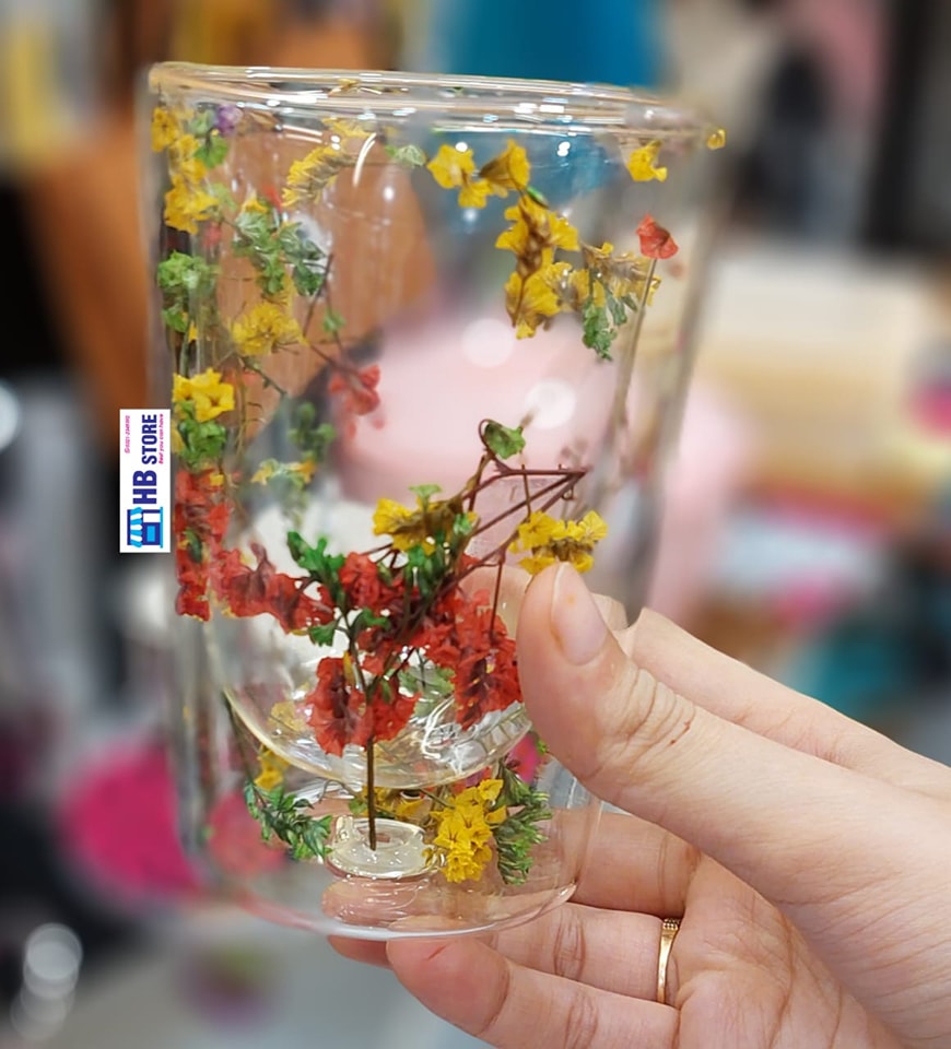 Double Wall Decorate Stylish Glass