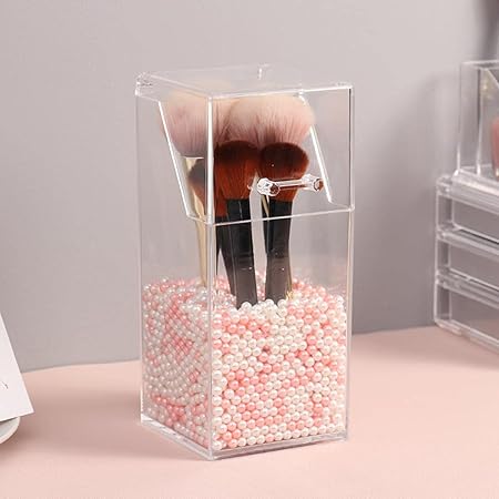 Acrylic Brush Holder With Pearl's inside