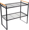 2 Tier Metal Shelf Organizer With Wooden Handel