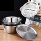 Stainless Steel Premium Quality 4Pcs Drainer Grater Bowl Lid Set
