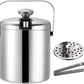 Ice Bucket with Lid and Strainer and Ice Tong