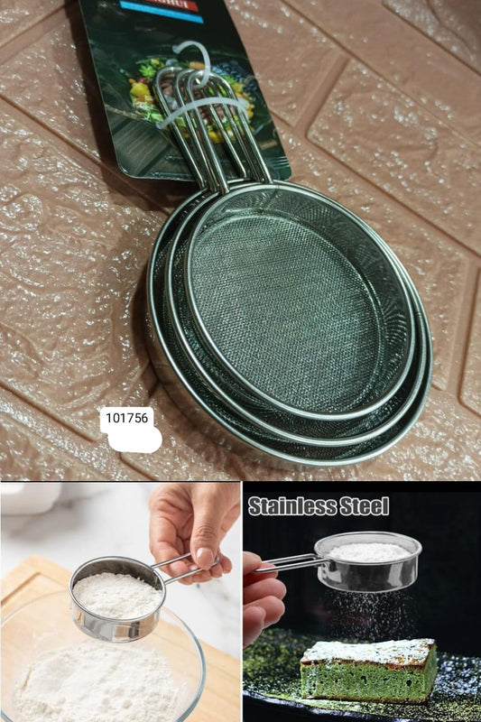 3Pcs Tea & Flour Strainer Set