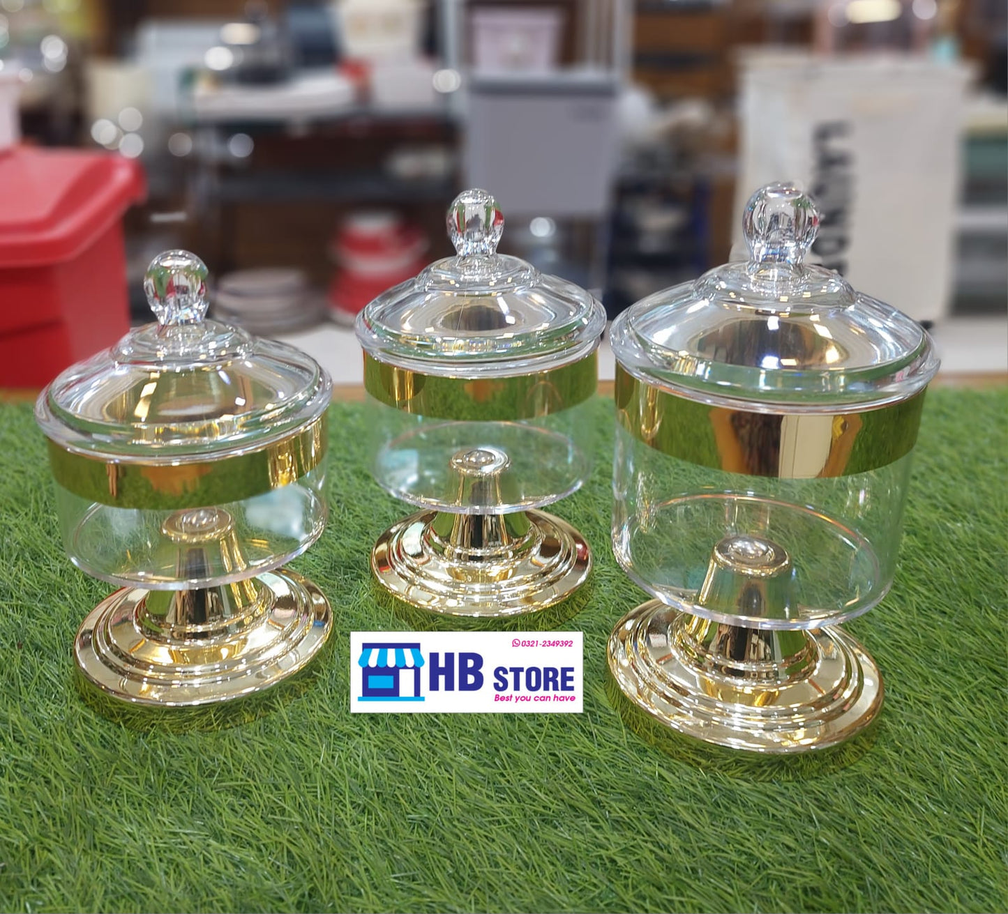 3Pcs Golden Line Acrylic Jar Set