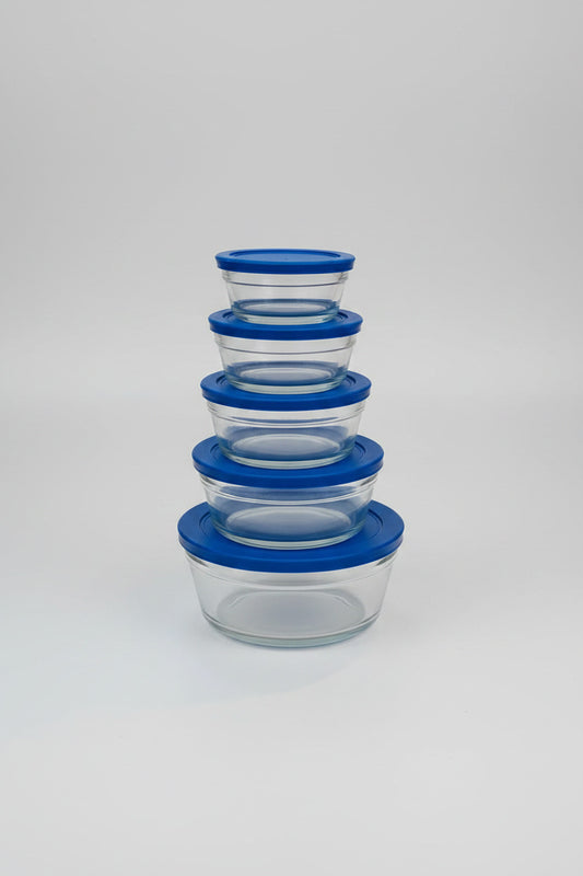 5-Piece Premium Glass Food Storage Bowl Set