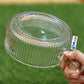 Ribbed Glass Serving Bowl with Ergonomic Handle