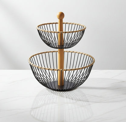 Premium 2-Tier Wire Fruit Basket