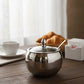 Stainless Steel Sugar Pot with Glass Lid and Spoon