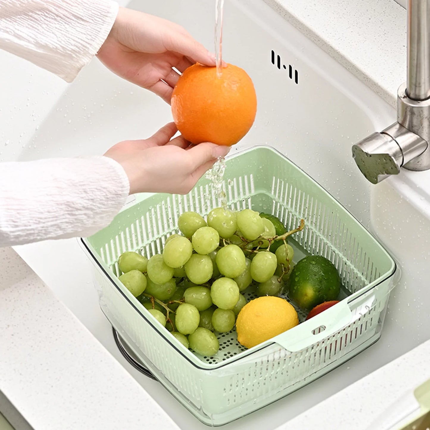 Double Layer Plastic Drain Basket