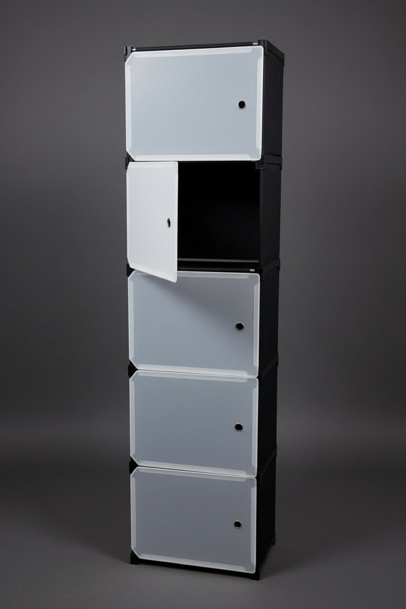 Portable Plastic Shoe Rack & Wardrobe Cabinet (5-Cube & 8-Cube Set)