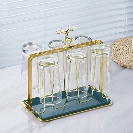 Golden Green Glass Holder