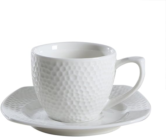 Ceramic White Design Cup Saucer Set