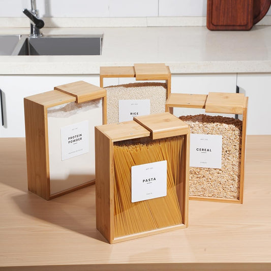 2Kg Premium Wooden Acrylic Kitchen Cereal Jar