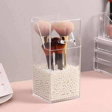 Acrylic Brush Holder With Pearl's inside