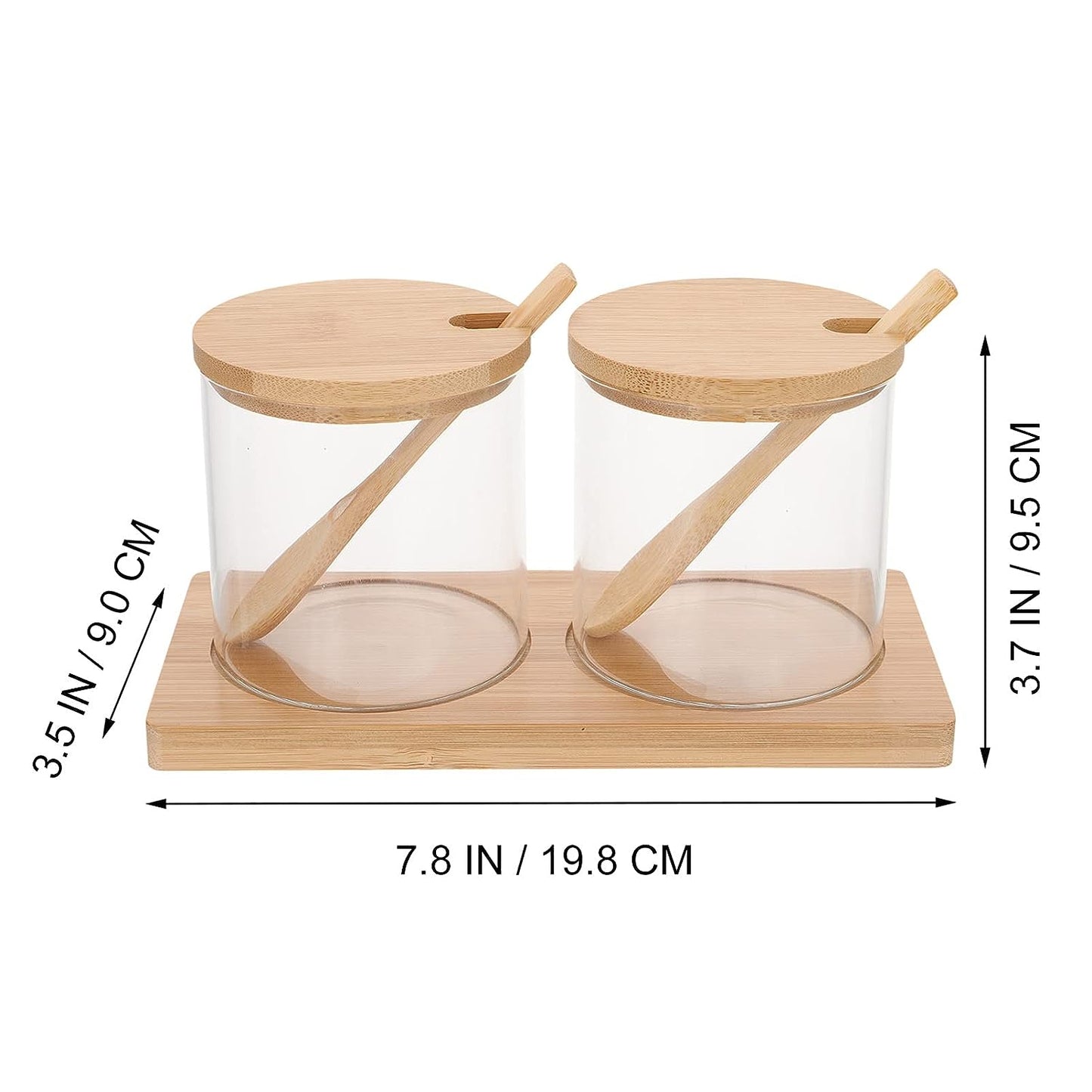 2Pcs Wooden & Glass Jar