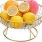 Golden Metal Fruit Basket With Glass Plate