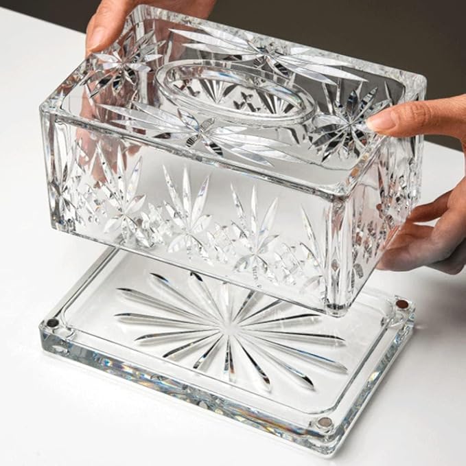 Attractive Rectangular Tissue Box Cover Crystal Style Transparent Tissue Holder