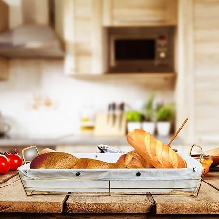 Golden Metal Bread Basket