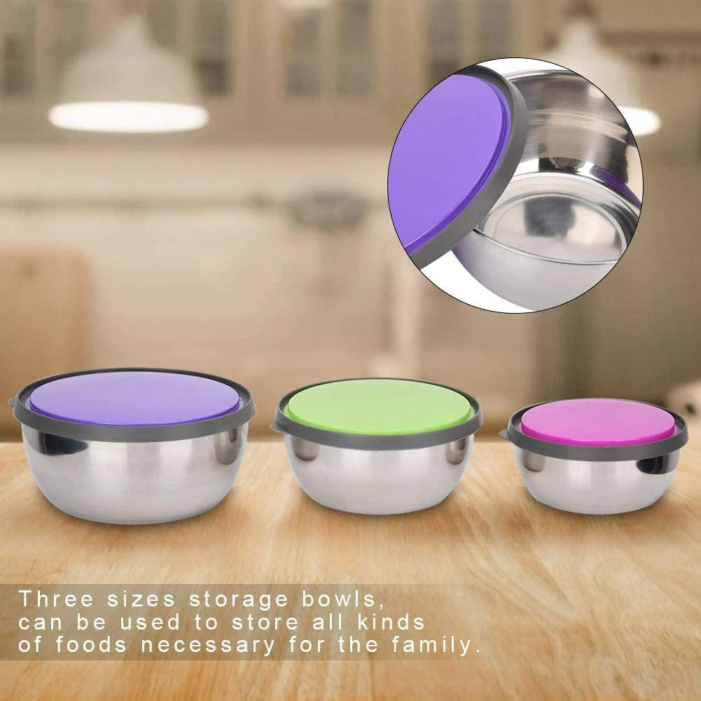 3Pcs Steel Bowl Set