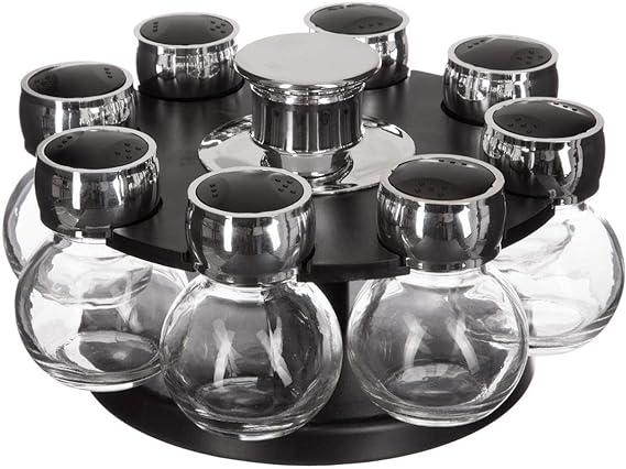 8PCS SPICE RACK ORGANIZER IN REVOLVING BASE