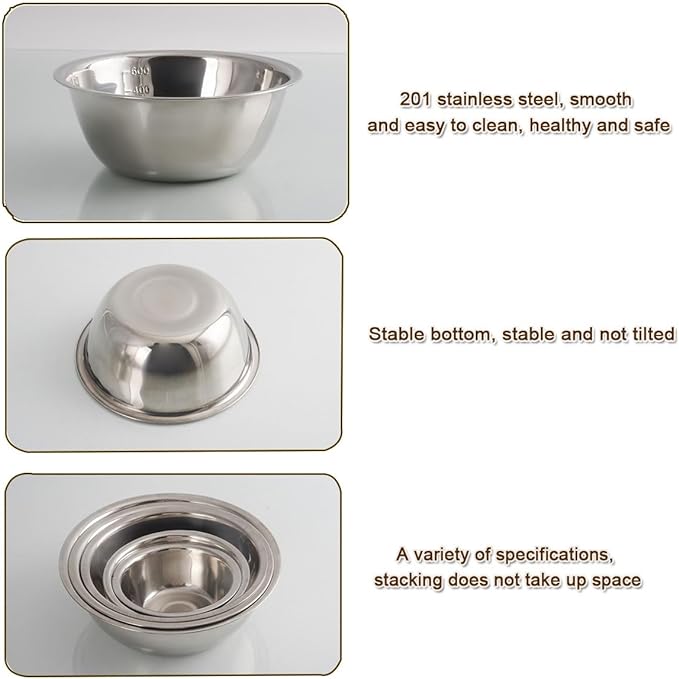 5Pcs Steel Mixing Bowl Set