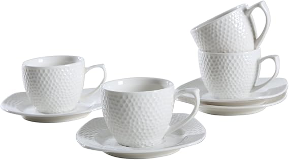 Ceramic White Design Cup Saucer Set