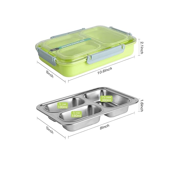 3 Compartment Airtight Partition Lunch Box