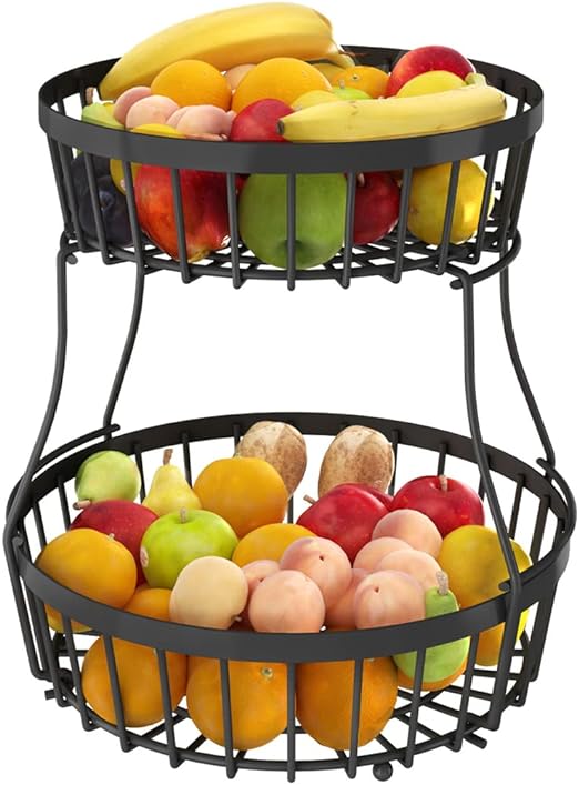 Two Tier Detachable Golden Metal Snack Storage