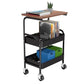 Premium 3-Layer Mobile Storage Trolley with Wood Top