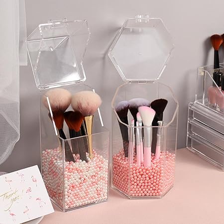 Acrylic Brush Holder With Pearl's inside