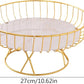 Golden Metal Fruit Basket With Glass Plate