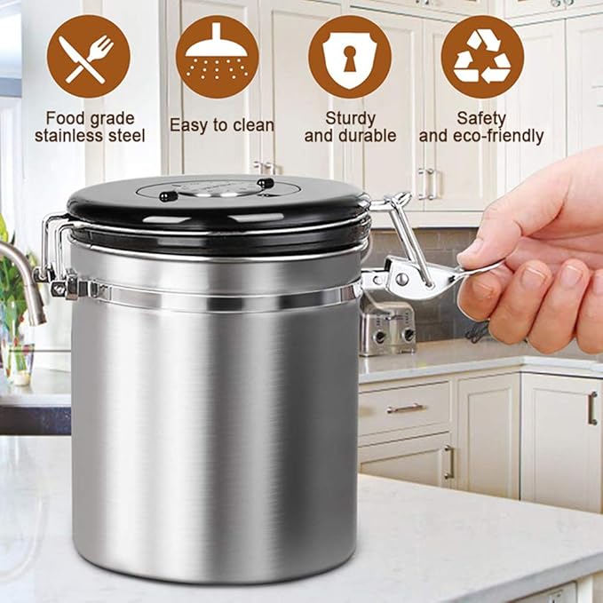 3Pcs Stainless Steel Airtight Jar With Spoon
