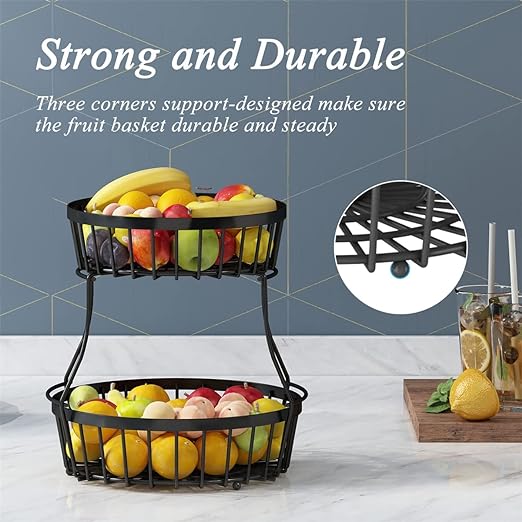 Two Tier Detachable Golden Metal Snack Storage