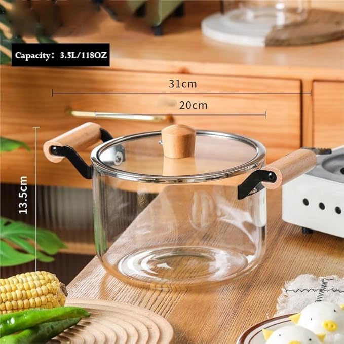 Large Capacity Kitchen Stove Glass Cooking Pot