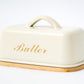 Vintage Metal Butter Dish with Bamboo Base